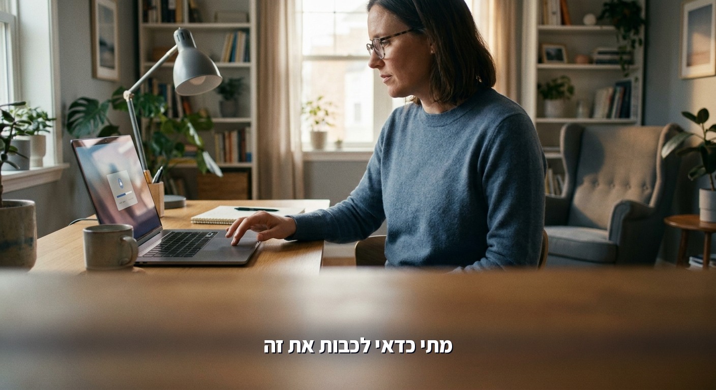 אדם מהורהר מדליק או מכבה מתג הגדרות במחשב נייד