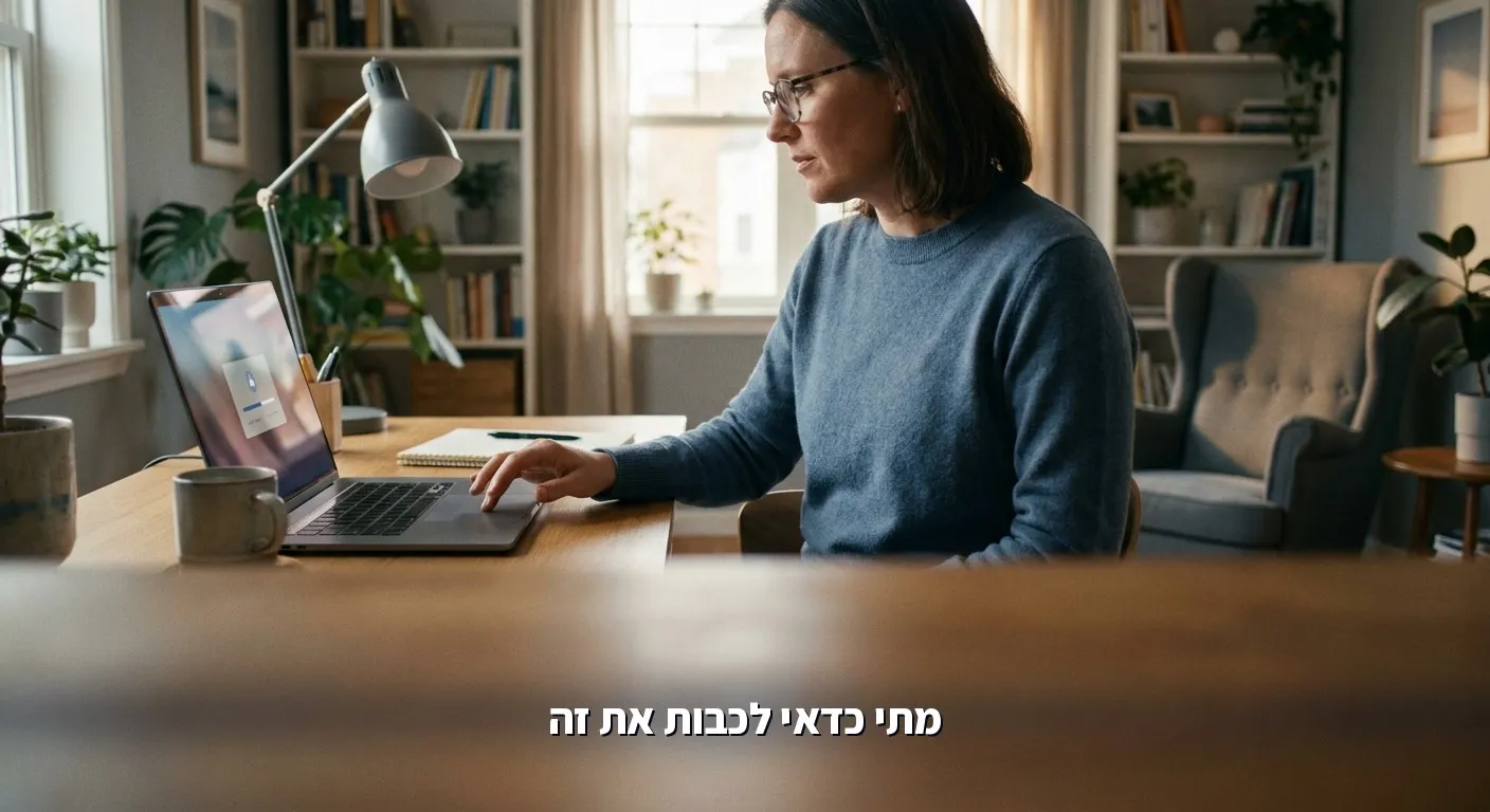 אדם מהורהר מדליק או מכבה מתג הגדרות במחשב נייד