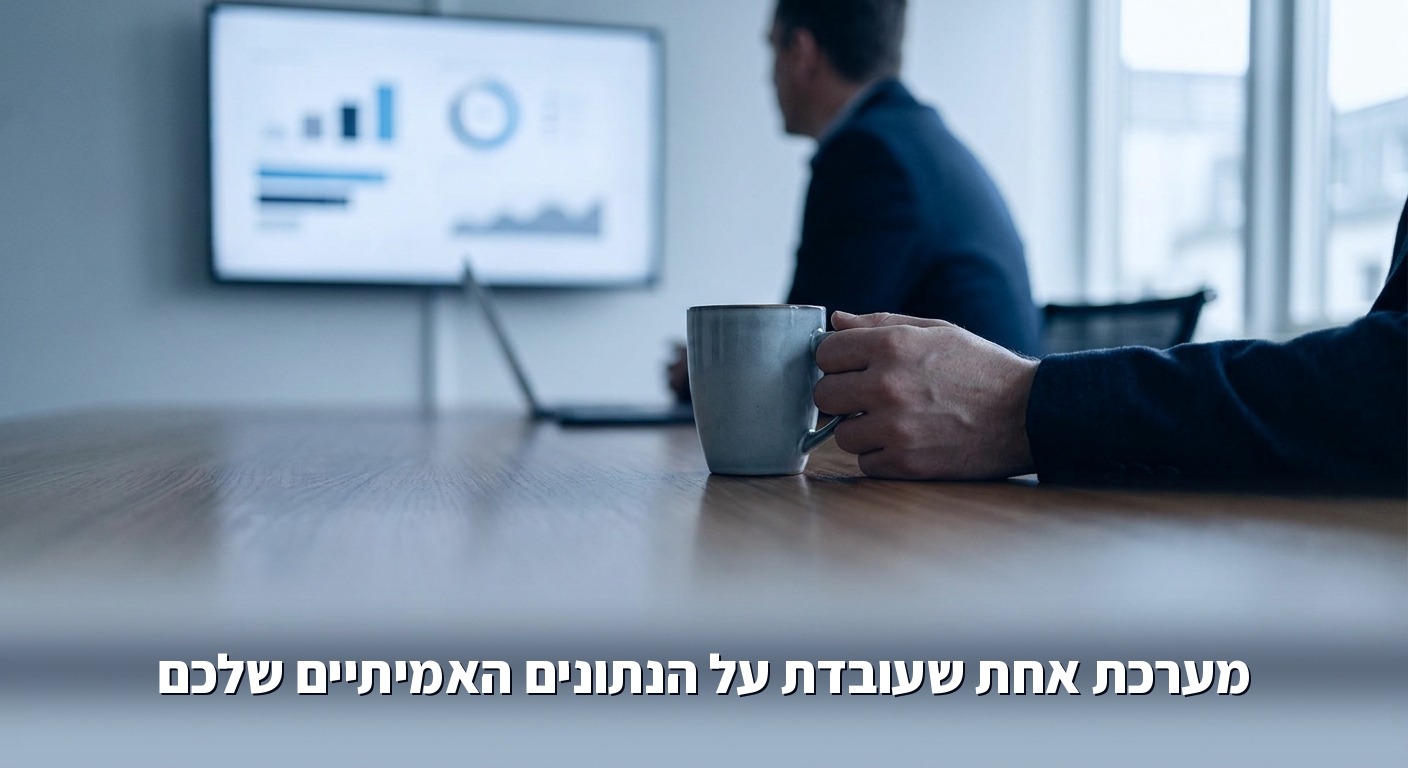 אדם מתבונן בדאשבורד גדול אחד במשרד רגוע