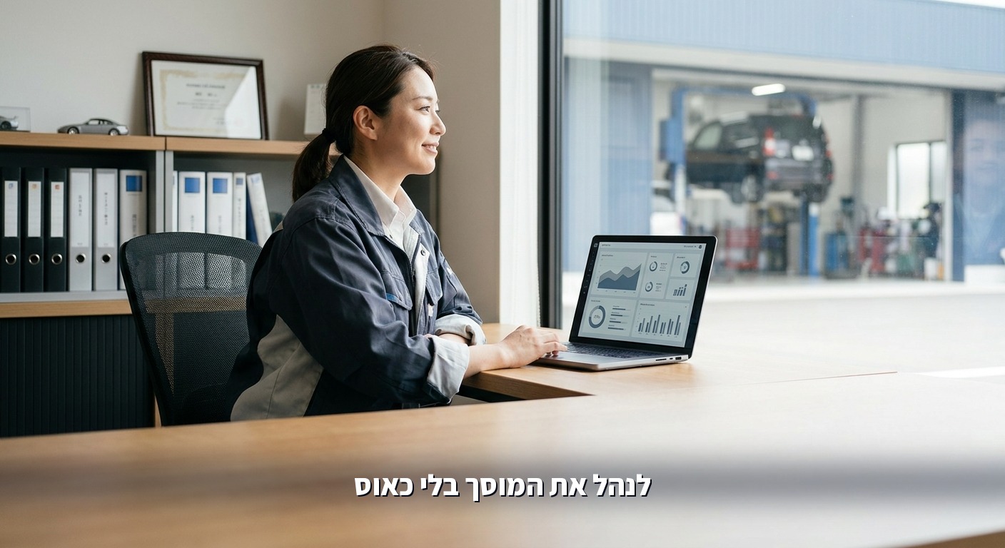 בעל מוסך מנהל את כל העסק בדשבורד אחד