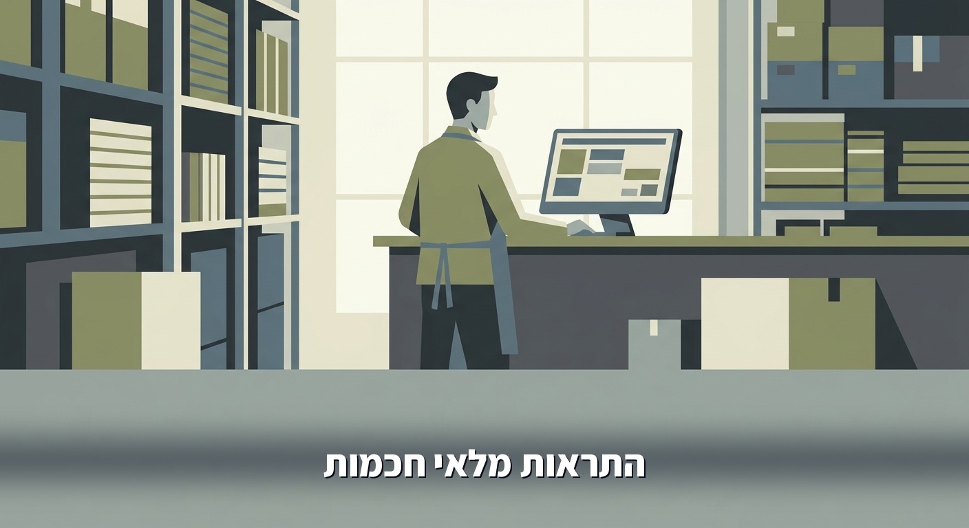 מנהל מחסן רגוע בודק מסך הזמנות מלאי מחדש
