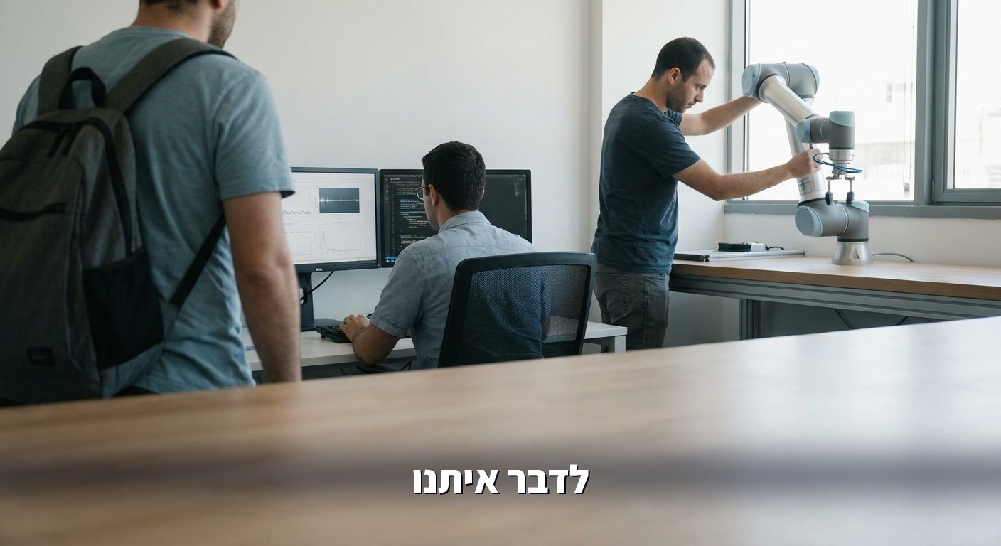 חוקרים צופים ברובוט לומד משימה על המסכים