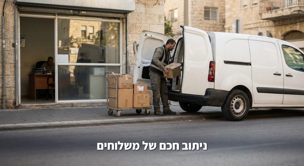 נהג משלוחים מעמיס חבילות למשאית חלוקה