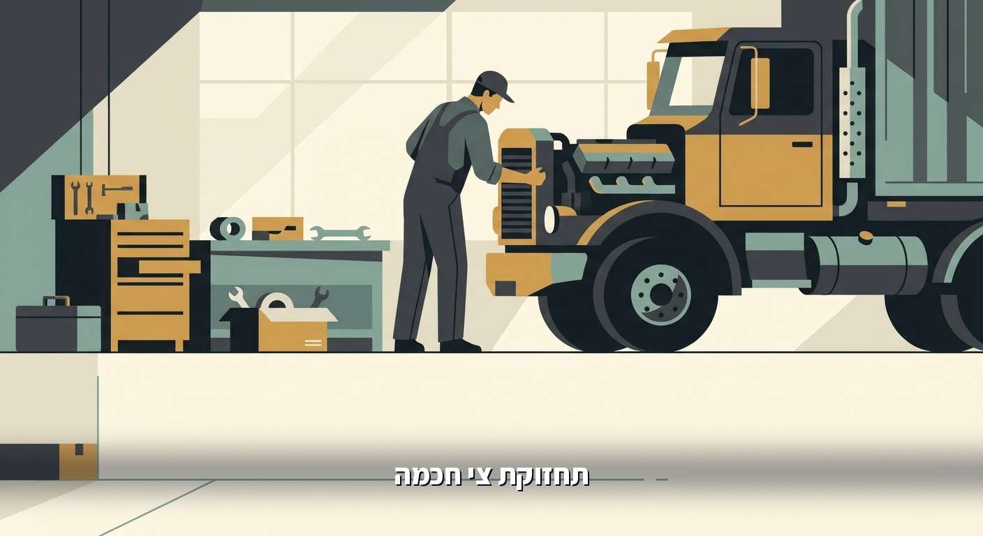 מוסכניק בודק מנוע משאית לתחזוקה מונעת