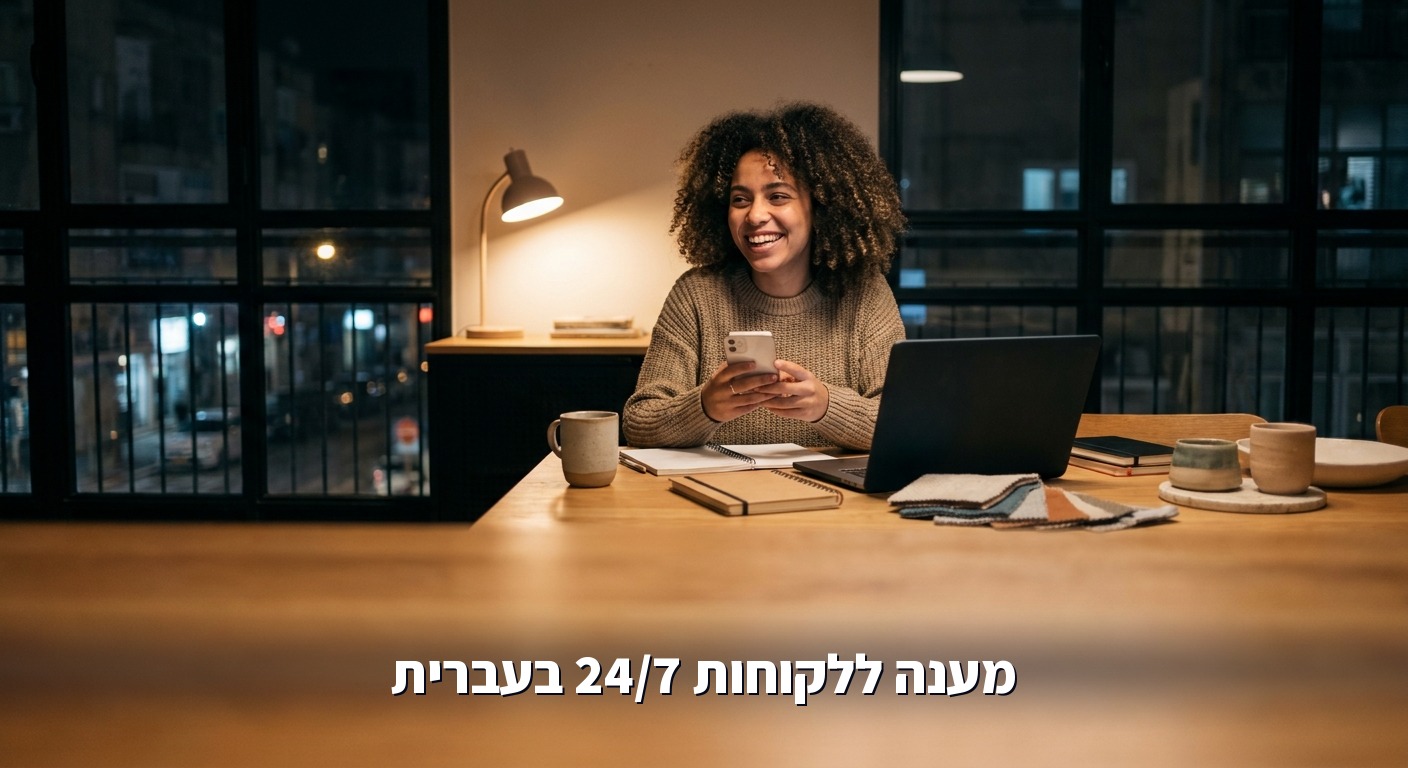 בעלת חנות אונליין קטנה עונה ללקוחה בערב מהטלפון