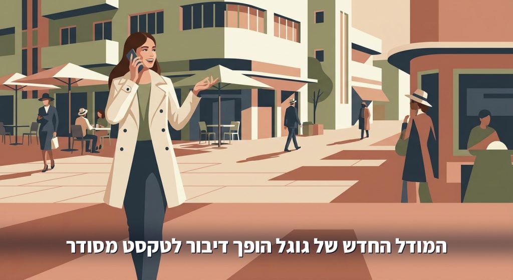 אישה מדברת לטלפון הנייד ברחוב, הקלטת דיבור שהופכת לטקסט