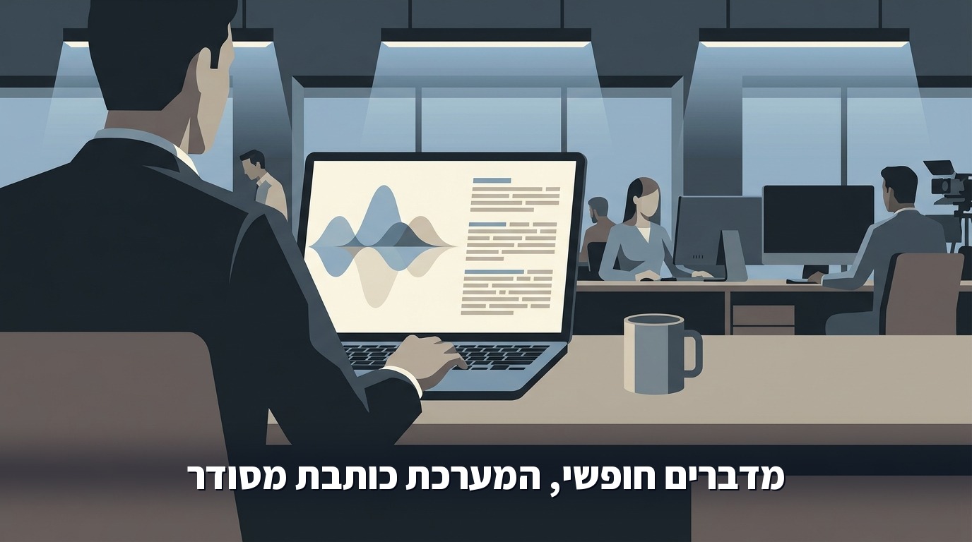 גל קול הופך לפסקאות טקסט מסודרות על מסך מחשב