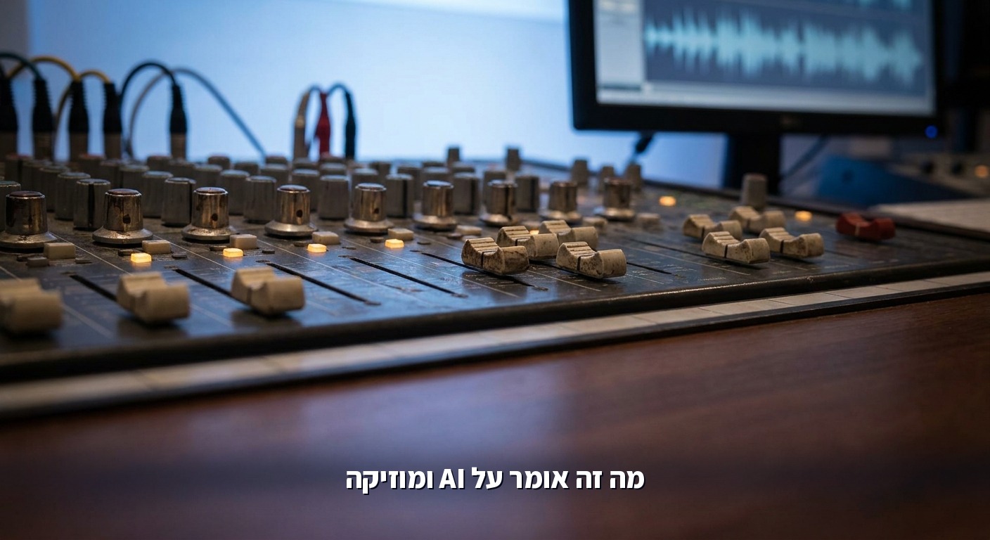 קונסולת הקלטה באולפן מוזיקה, המחשה לעולם המוזיקה מול בינה מלאכותית