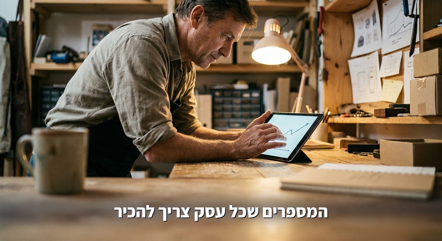 בעל עסק בוחן גרף עולה של אימוץ AI על טאבלט