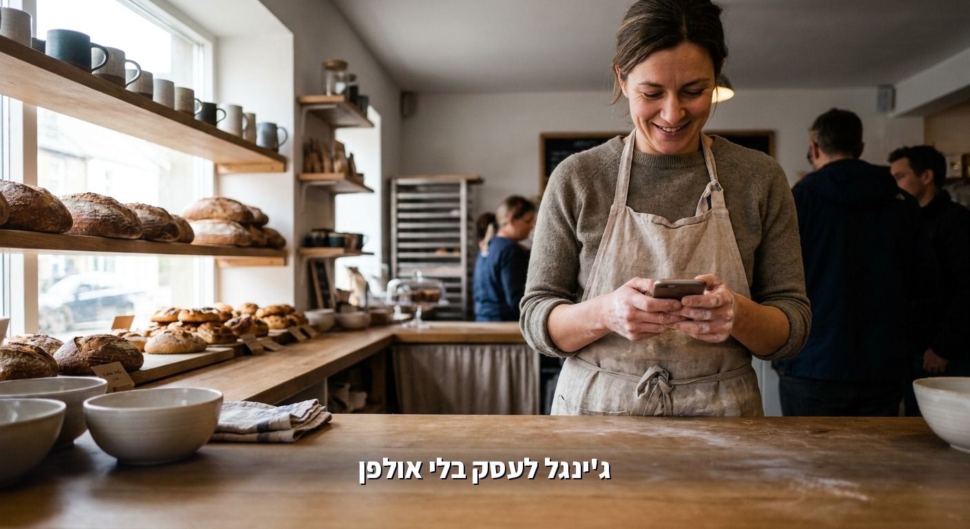 בעל עסק קטן מכין ג'ינגל לעסק בטלפון