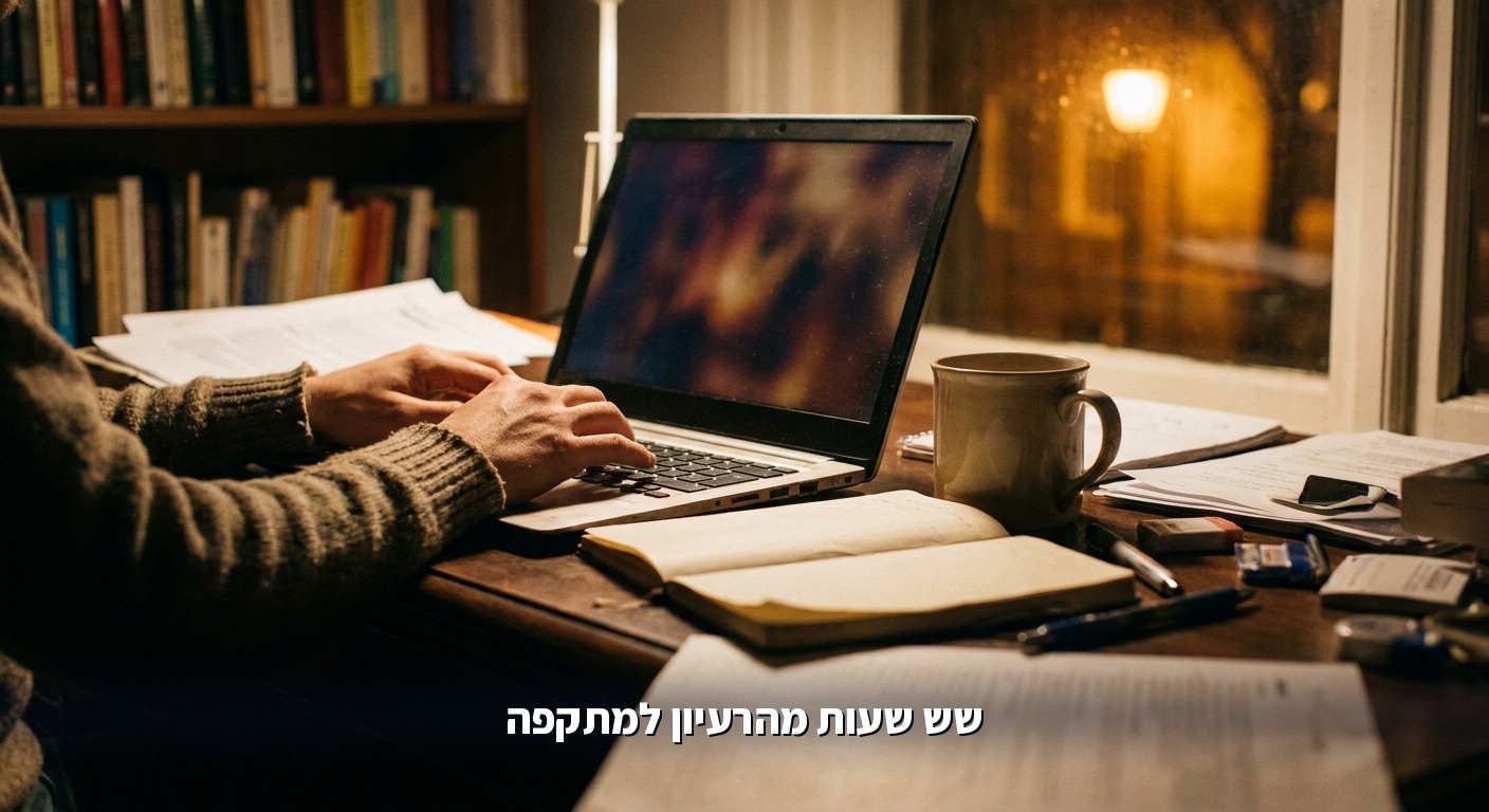 מחשב נייד פתוח בלילה עם ידיים על המקלדת, ממחיש מתקפה שנבנתה בשש שעות