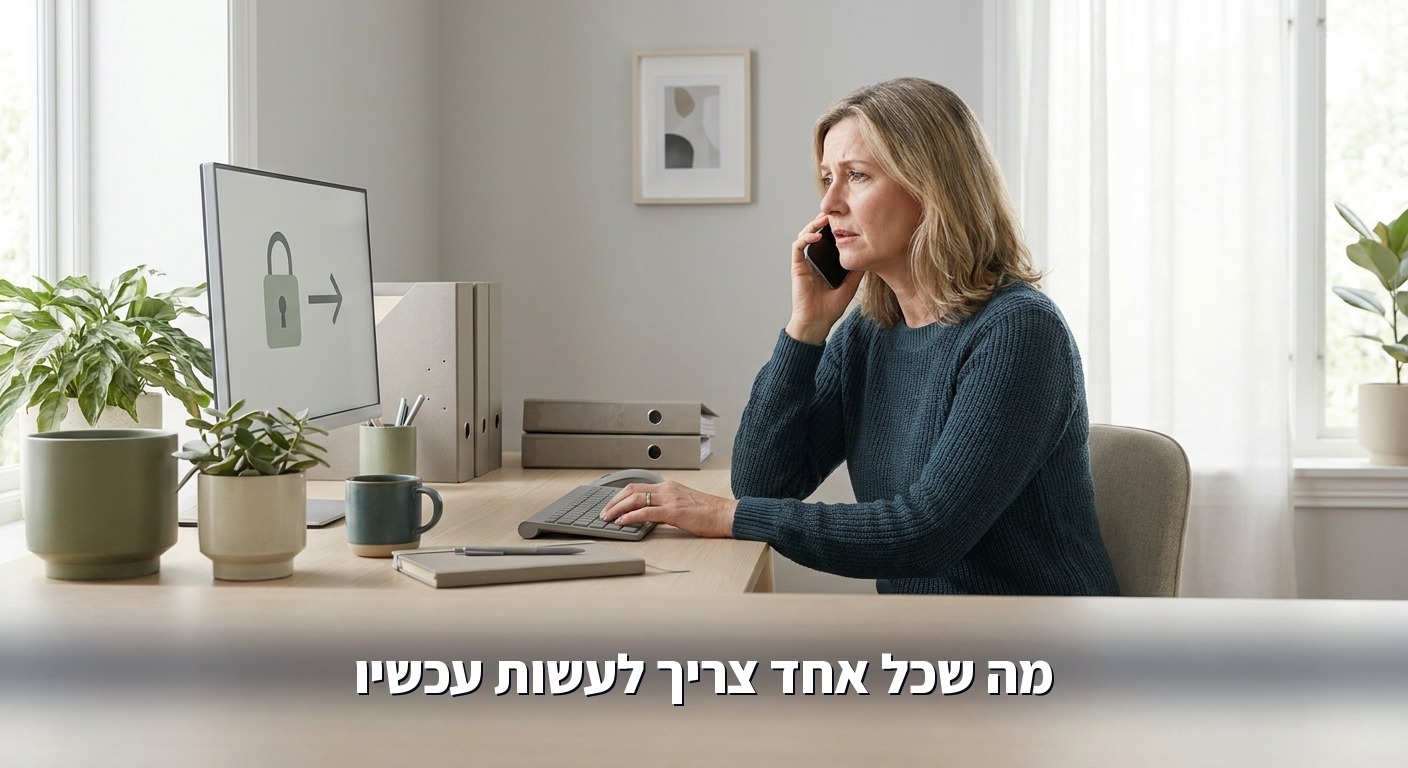 בעל עסק קטן מאפס סיסמאות במחשב במשרד
