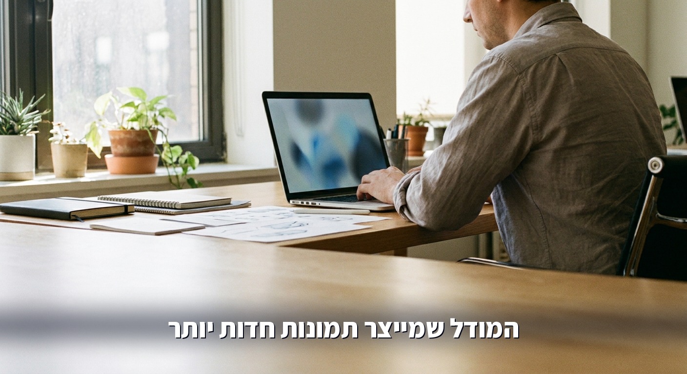 מעצבת גרפית עורכת תמונה במחשב נייד בסטודיו, ממחיש את מודל התמונות החדש של OpenAI