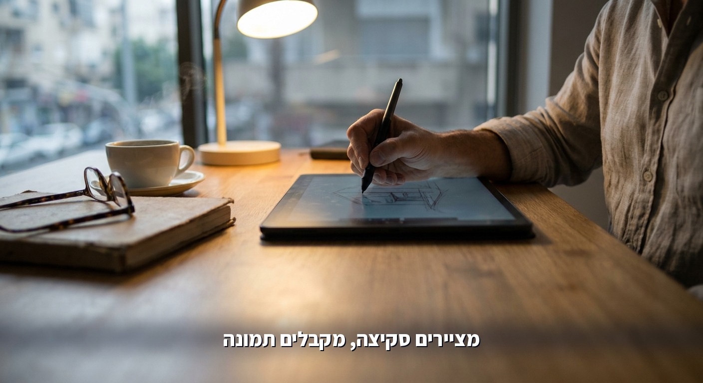 יד מציירת סקיצה על טאבלט, ממחישה את כלי ה-Sketch החדש בChatGPT