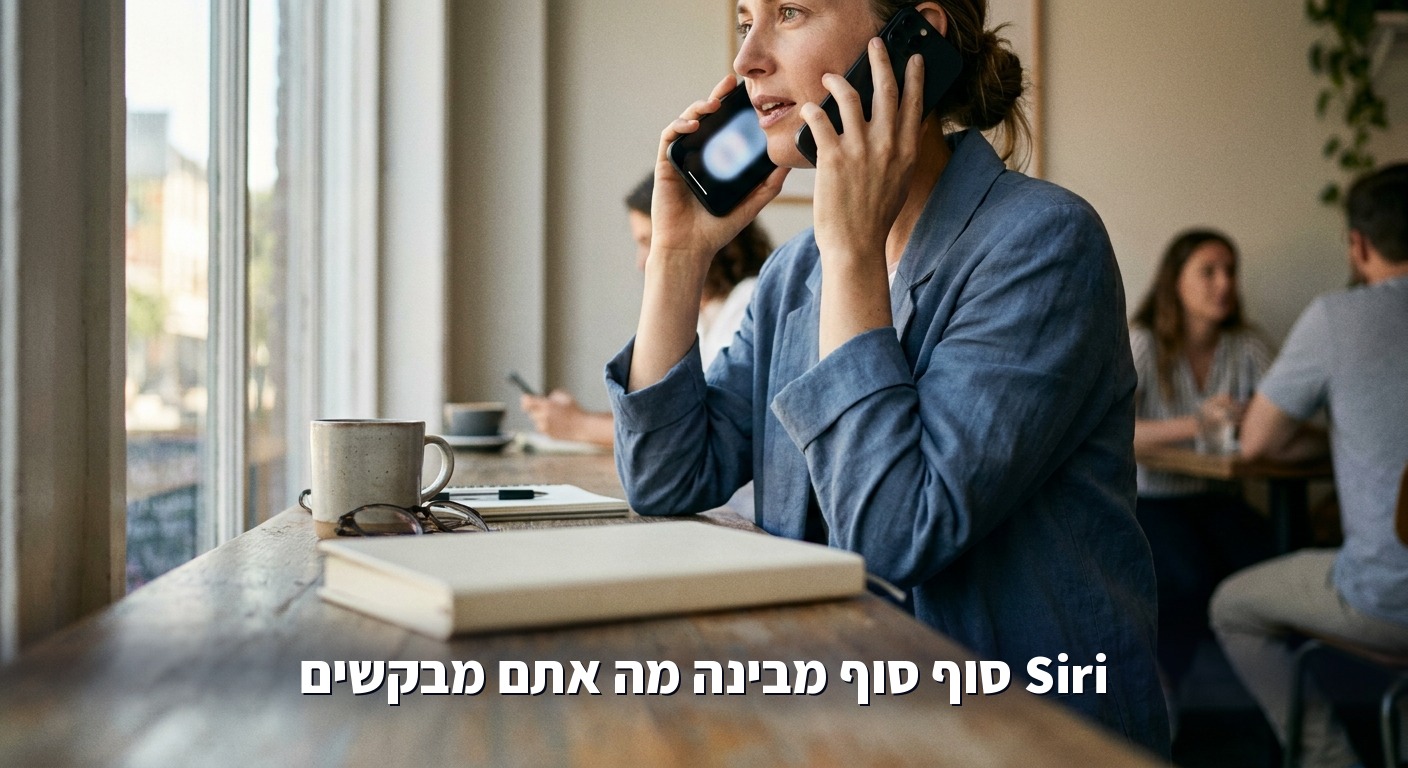 אדם מדבר אל האייפון החדש שלו, ממחיש את Siri AI החדשה של אפל