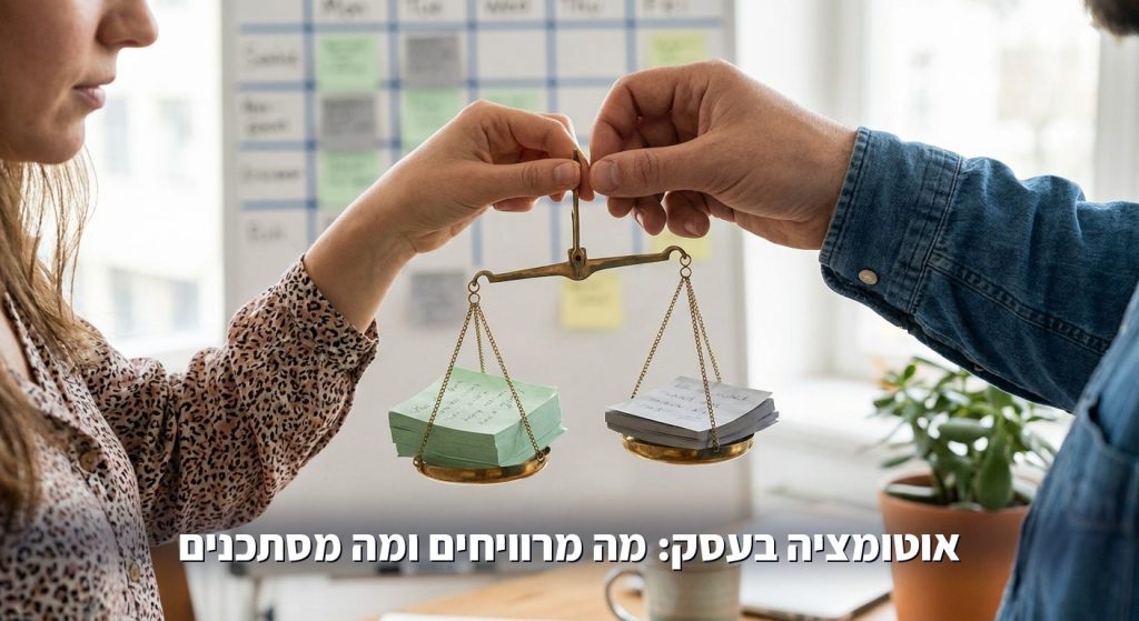 יתרונות וחסרונות של אוטומציה בעסק 2026: מה מרוויחים, מה מסתכנים ואיך מחליטים