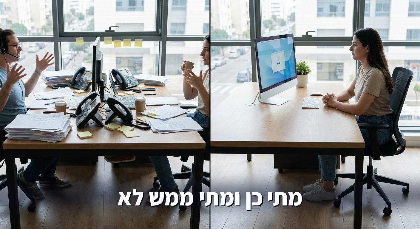 בעל עסק קטן בוחן תור פניות שירות על המסך