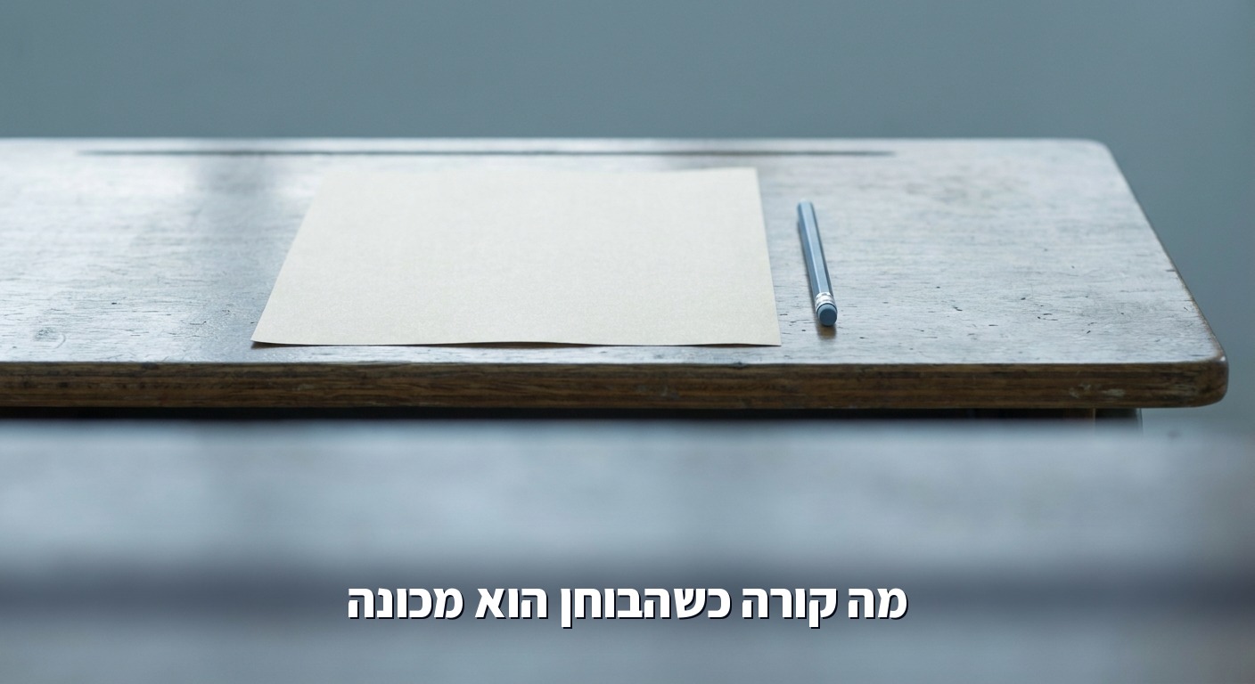 דף תשובות ריק על שולחן, המחשה למבחן שנבדק לפי פורמט ולא לפי תוכן