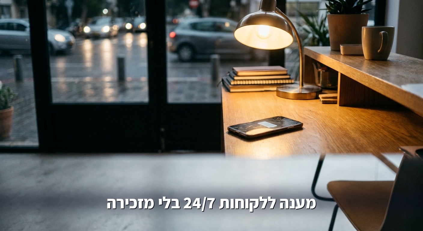 דלפק קבלה ריק בערב בזמן שהמענה האוטומטי ממשיך לענות ללקוחות