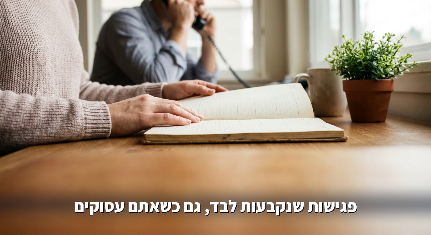 בעל עסק ישראלי בודק את יומן הפגישות שסוכן ה-AI מילא עבורו