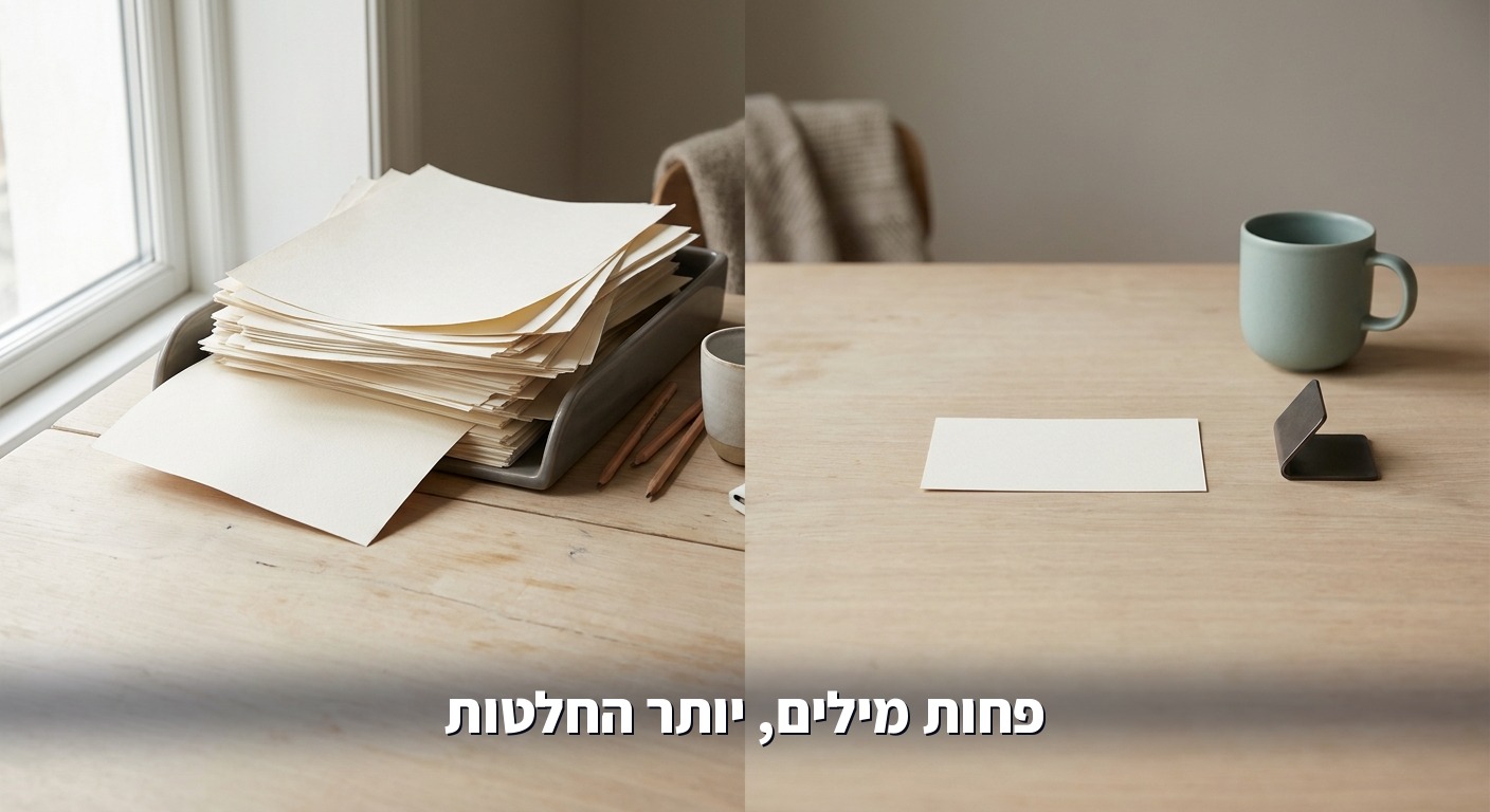 השוואה בין פלט טקסט ארוך לפלט החלטה קצר