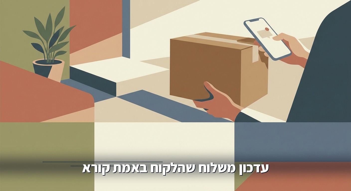 לקוח מקבל משלוח ובודק עדכון בטלפון