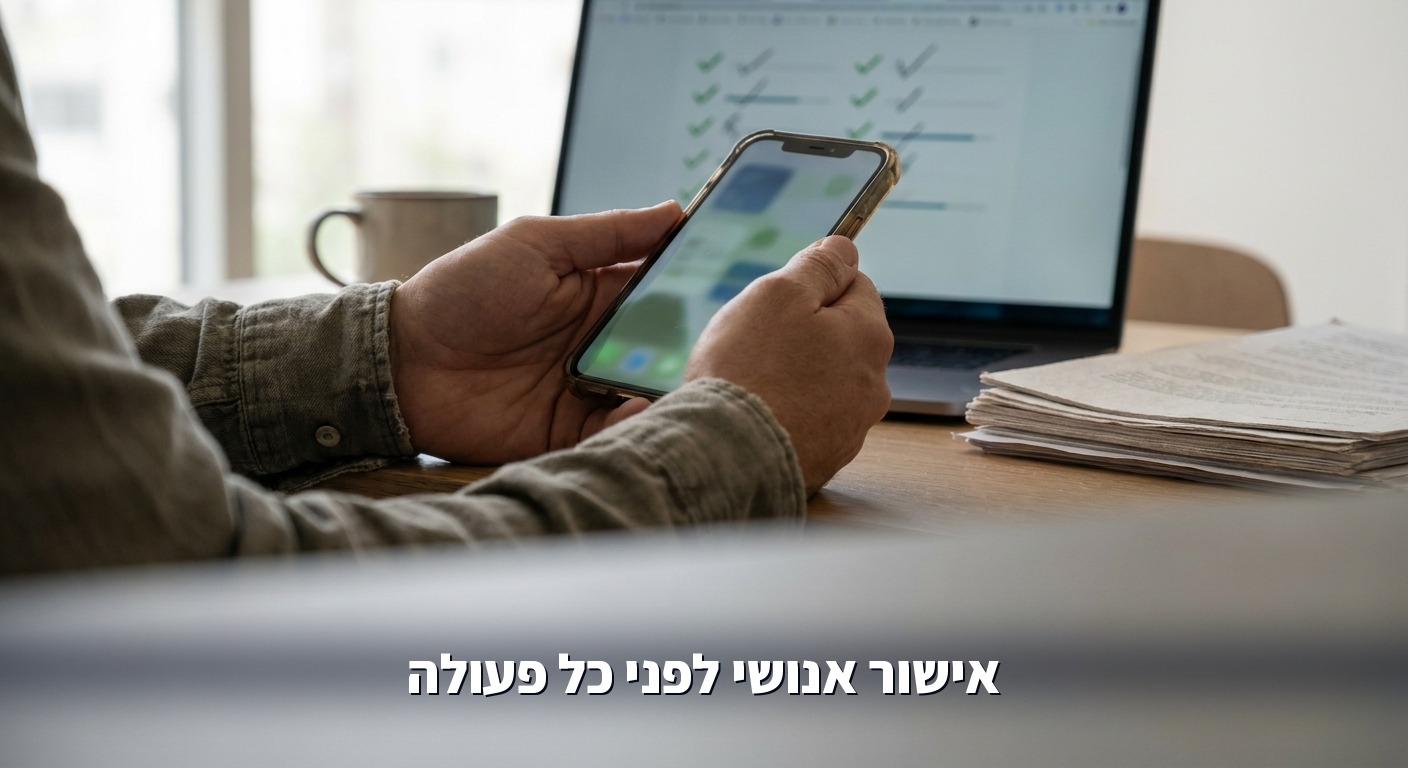 עובד מאשר בטלפון פעולה של סוכן AI לפני שהיא מתבצעת
