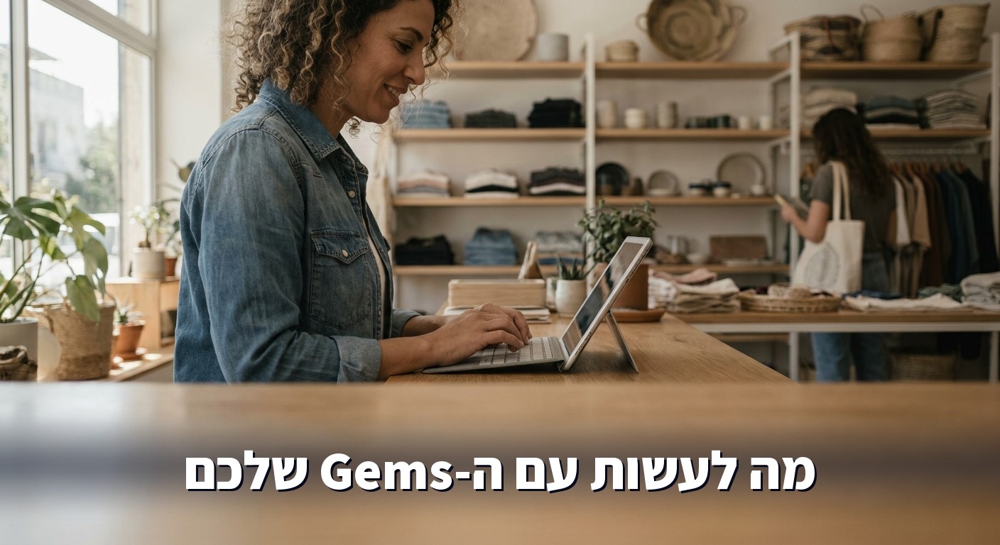 בעלת עסק קטן עובדת עם ג'מיני על טאבלט