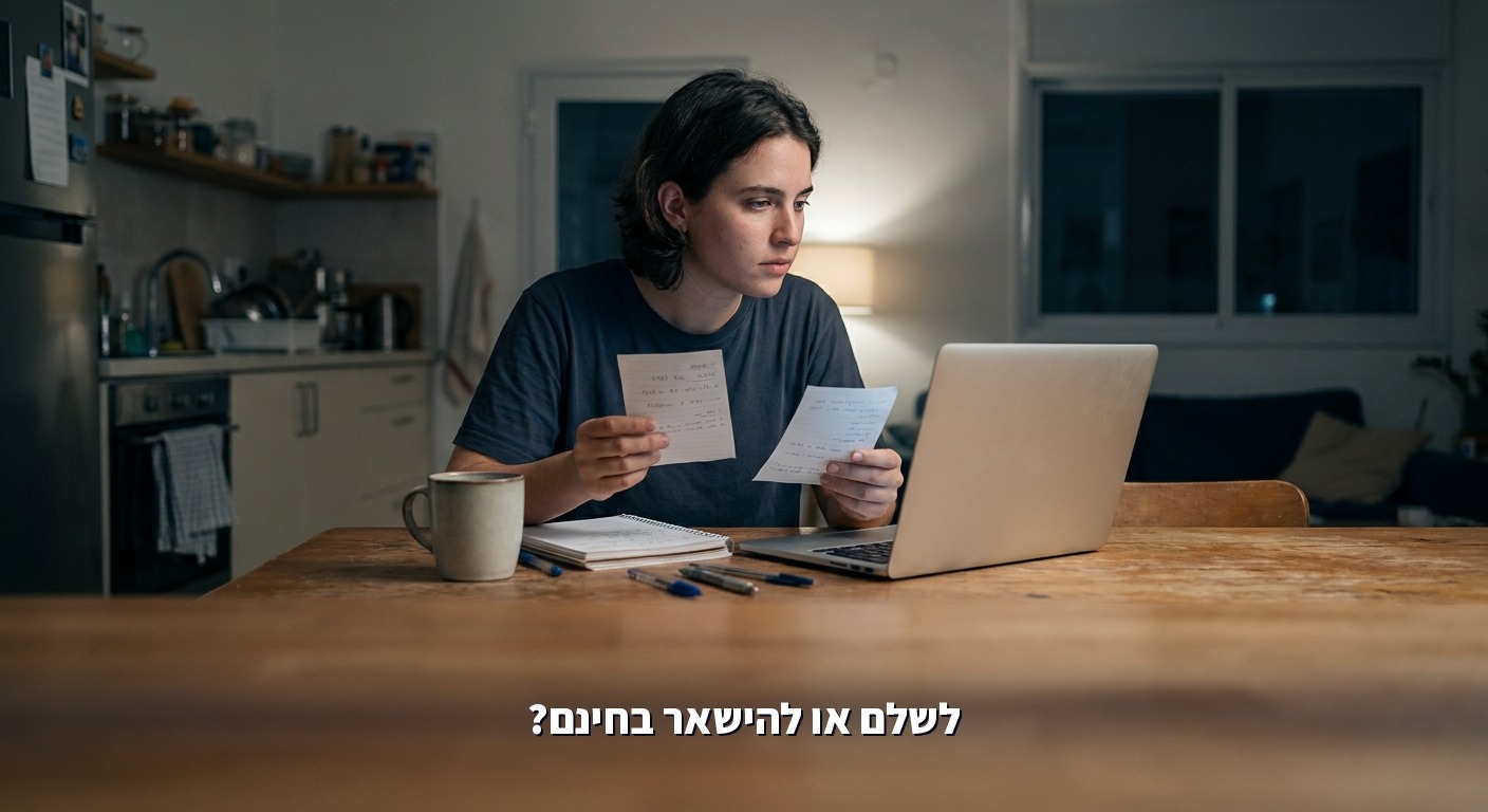 סטודנט שוקל אם לשלם על מנוי Gemini או להישאר בגרסה החינמית