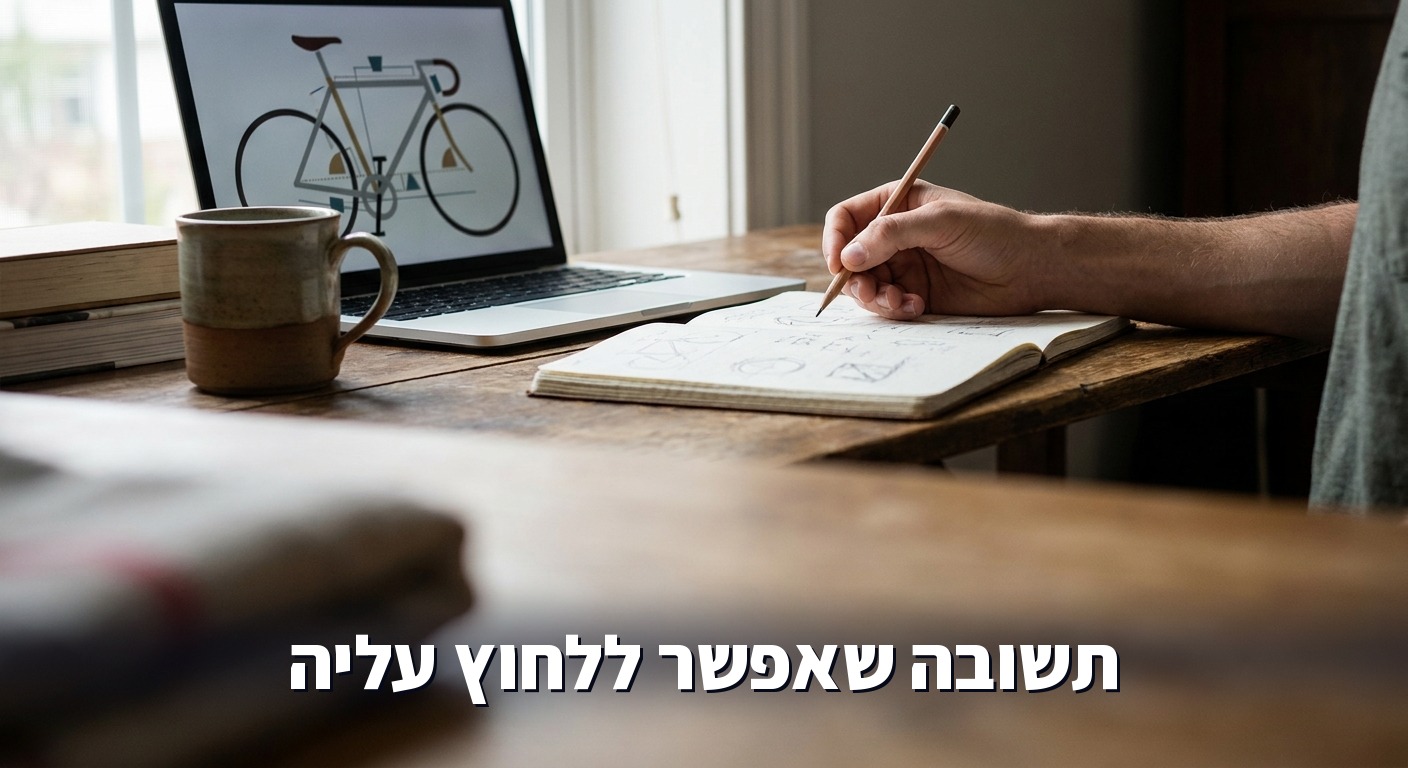 סטודנט מול מחשב נייד עם תרשים אינטראקטיבי של חלקי אופניים