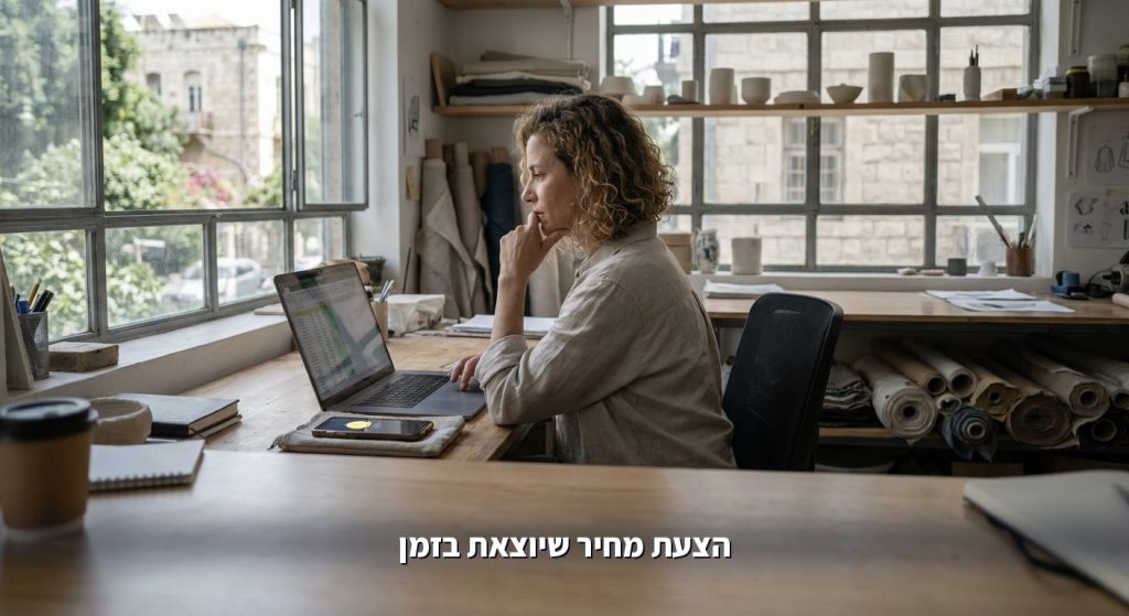 בעל עסק מכין הצעת מחיר ללקוח שפנה בוואטסאפ