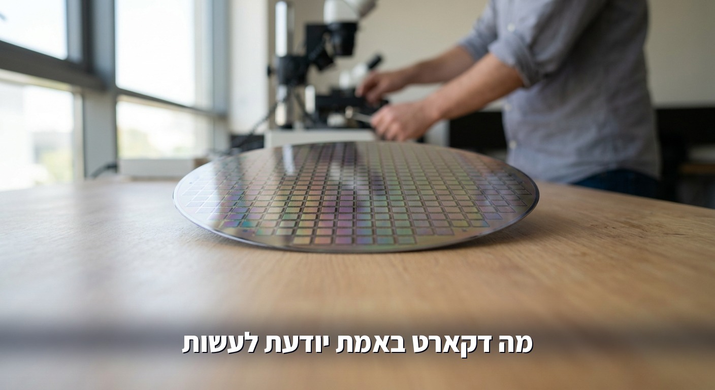 פרוסת סיליקון עם שבבים, תקריב