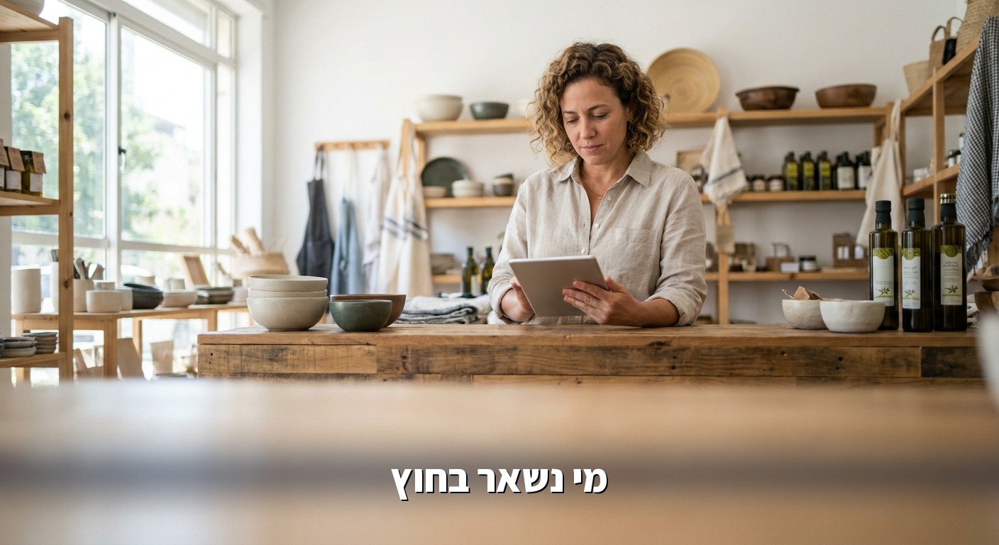 בעל חנות משווה מסלולי מנוי בטאבלט מאחורי הדלפק