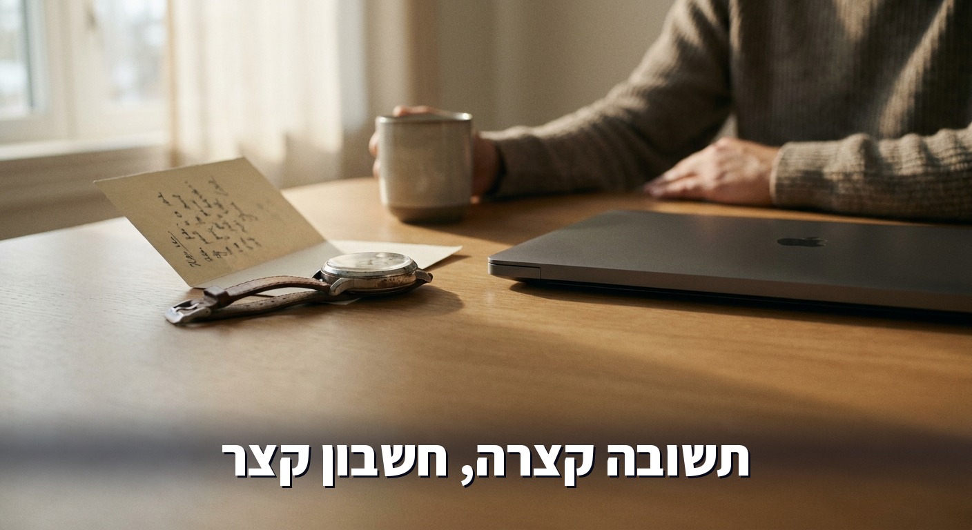שעון עצר ליד מחשב נייד, סמל לתשובות קצרות ומהירות יותר