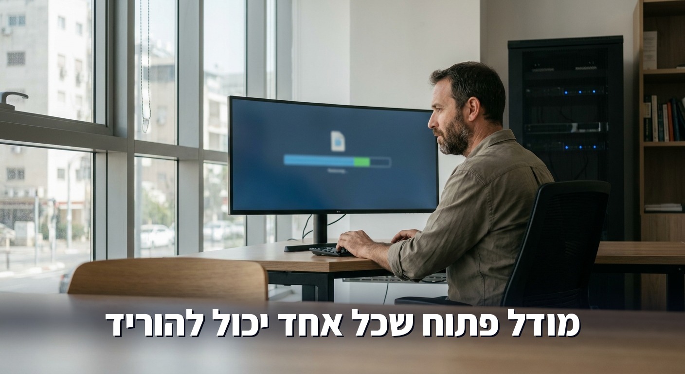 מפתח מוריד מודל AI פתוח לשרת במשרד קטן