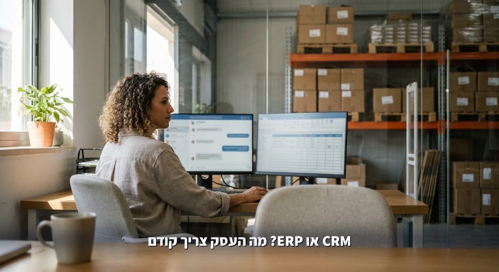 CRM או ERP לעסק 2026: מה ההבדל, מה צריך קודם ומתי צריך את שניהם מחוברים