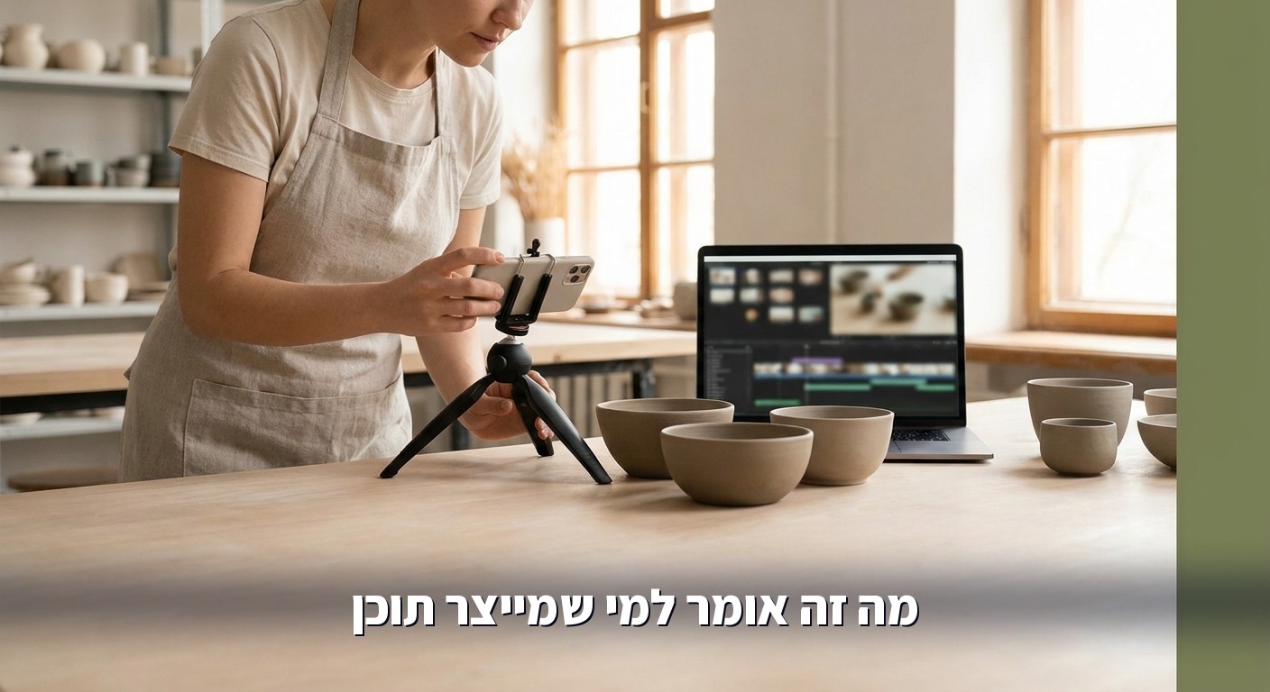 בעלת עסק קטן מצלמת מוצרים לסרטון שיווקי
