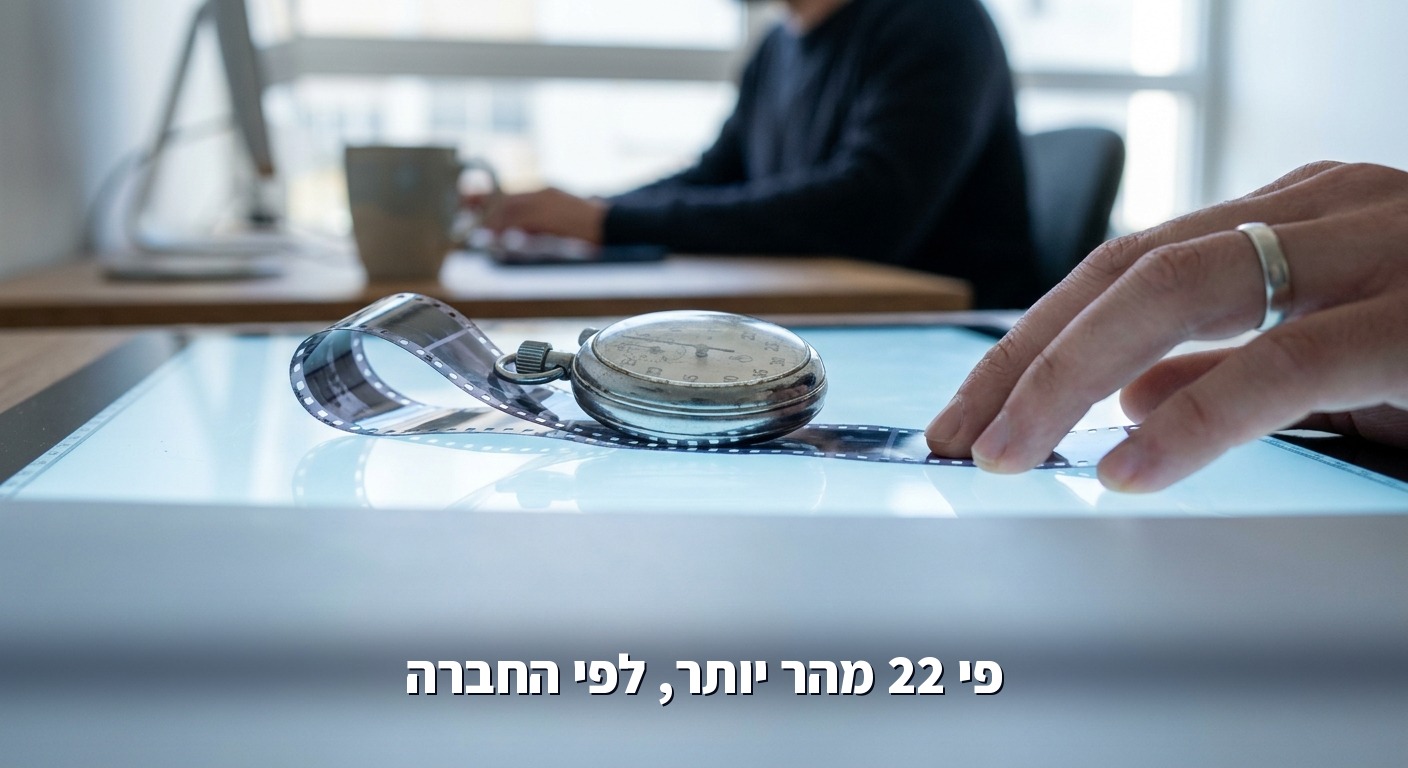 שעון עצר על רצועת פילם על שולחן אור